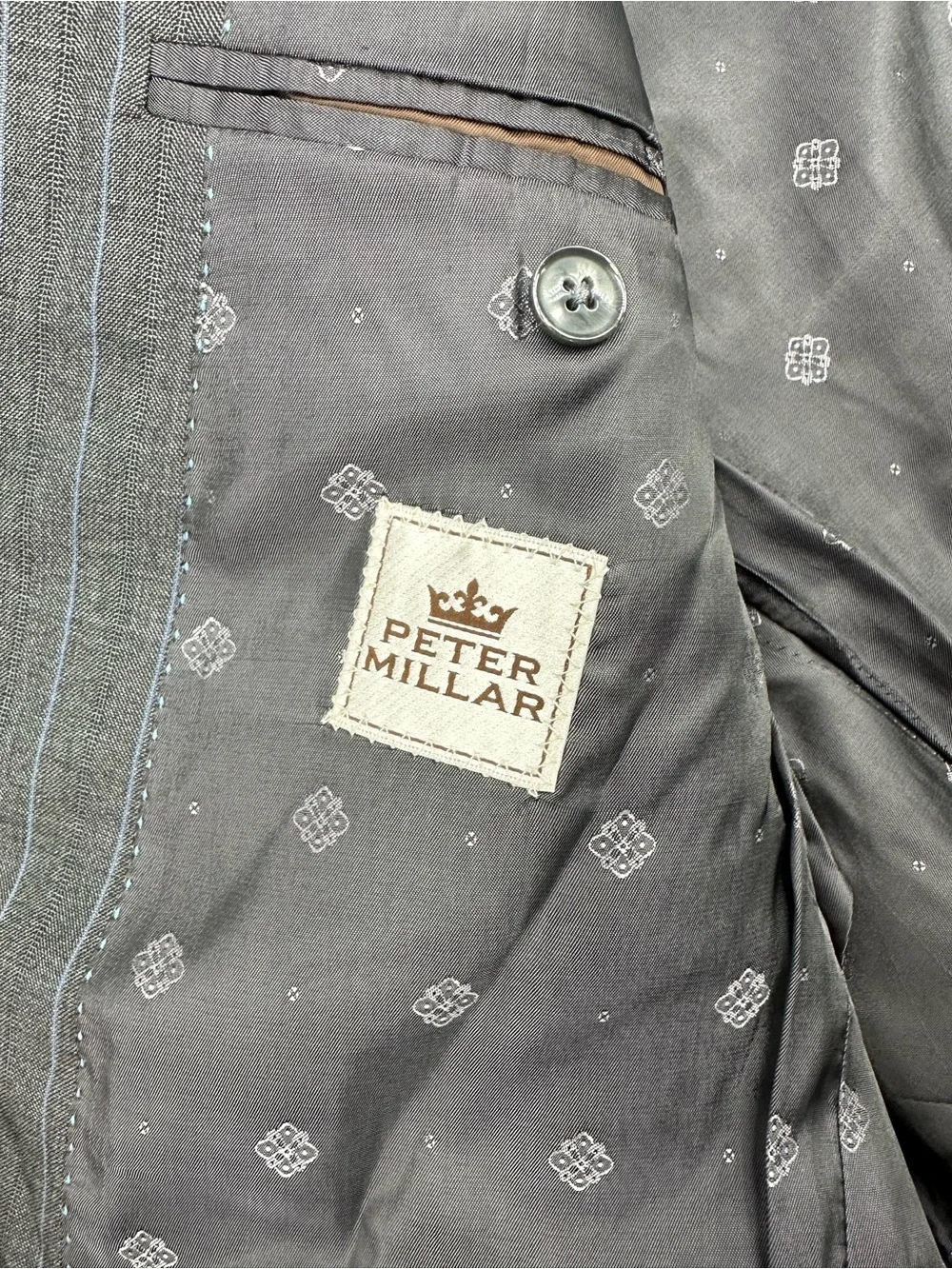 Peter Millar Simon Gray Pinstripe Wool Sport Coat Blazer 48R